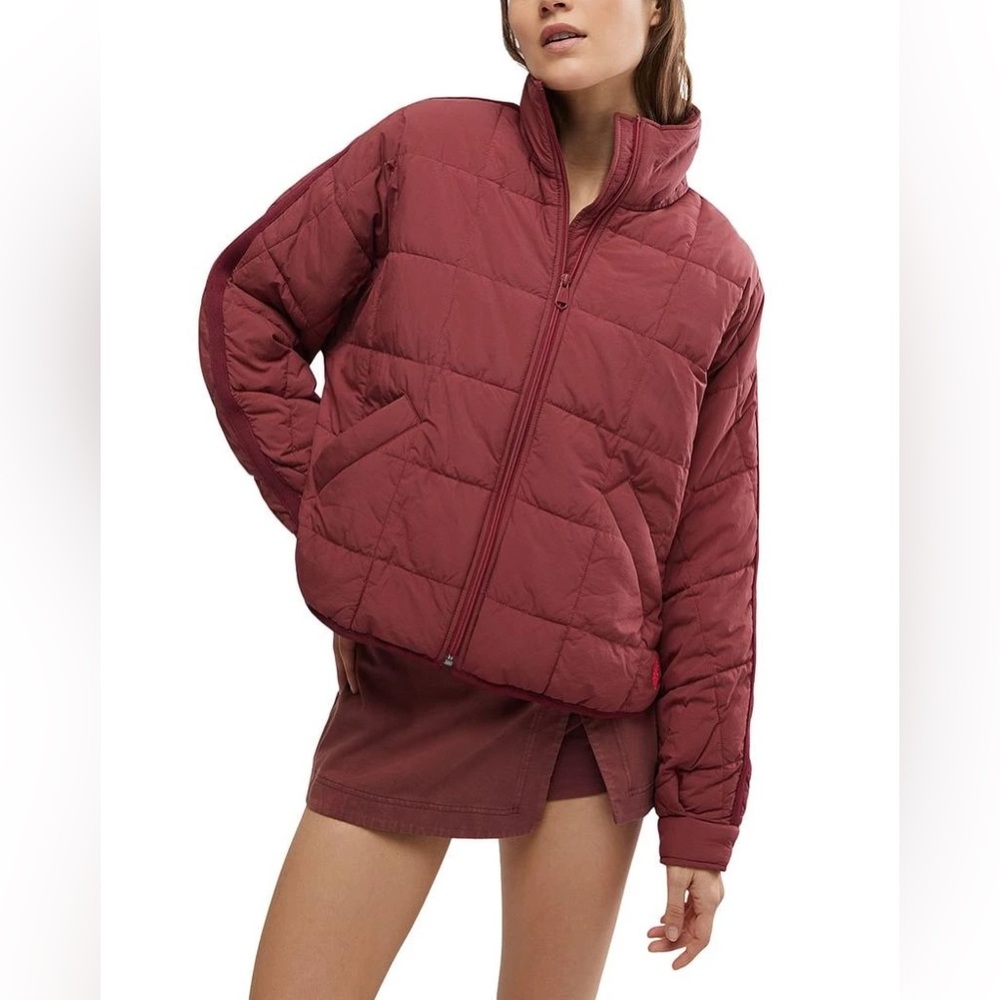 Free People Maroon Puffer Jacket